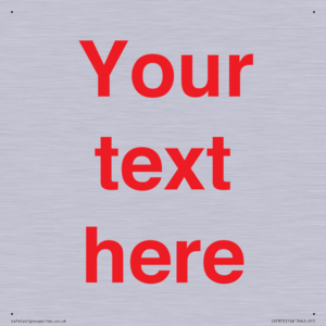 Custom blank information sign. Red text, plain background
